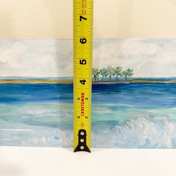 Handmade Beach Cottage Coastal Ocean Waves Wood Wall Hanging Painting Home Decor - Picture 3 of 4
